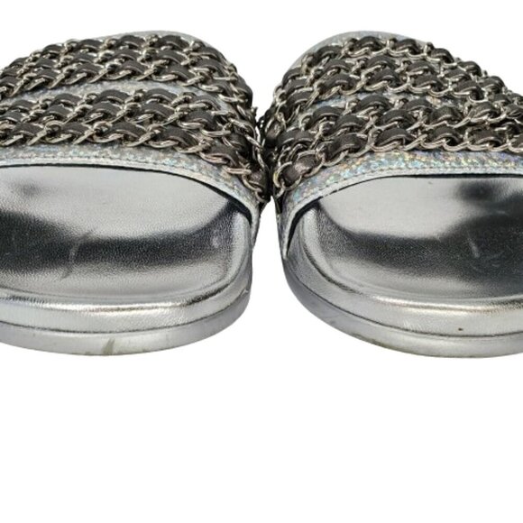 Chanel Metallic CC Chain Embellished Slides - Picture 3 of 9